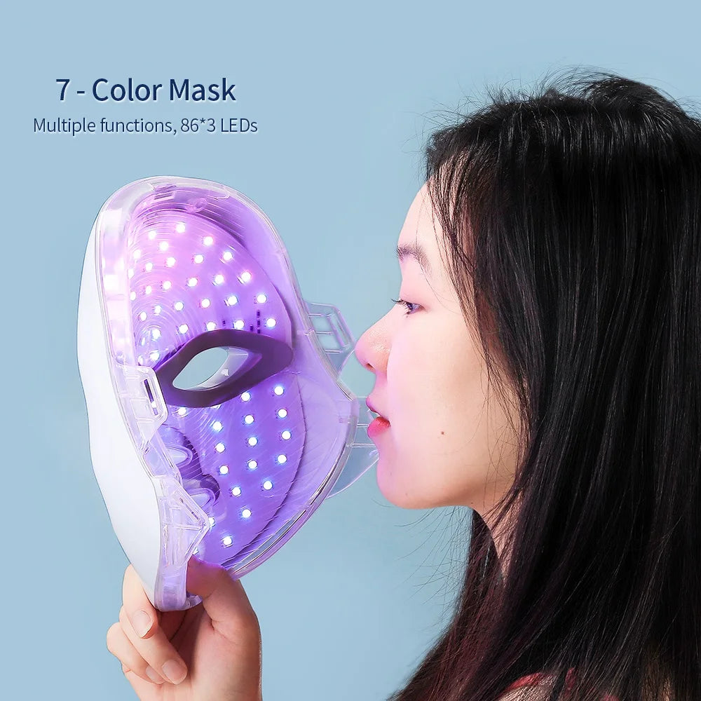 7 Colors Led Facial Mask With Neck Red Light Therapy Mask For Skin Tightening Lifting Anti-aging Bio-Light Beauty Whitening Home ALPENZO