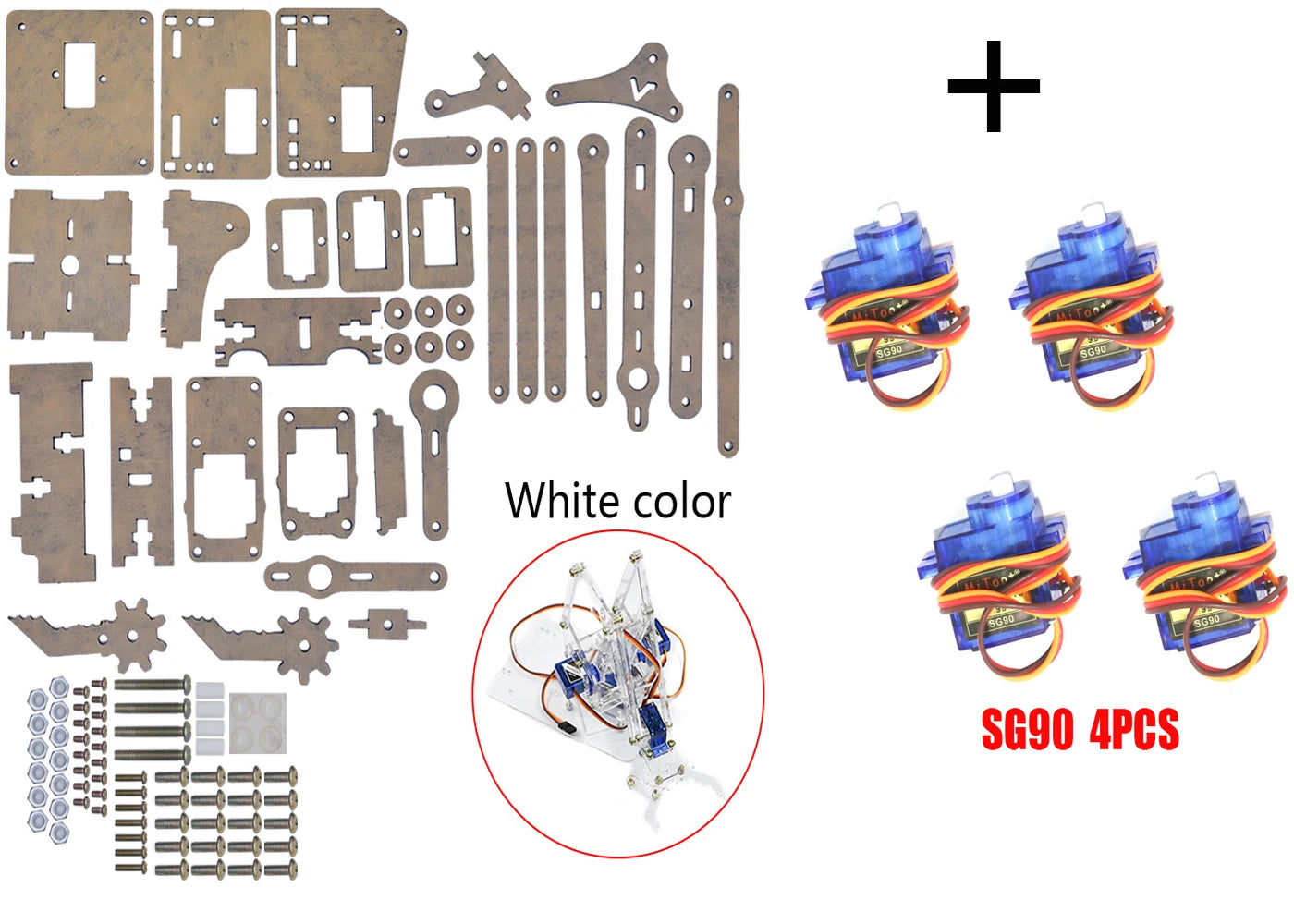 SG90 MG90S 4 Dof Unassembly Acrylic Mechanical Robot Manipulator Claw Kit For Arduino Robot Arm STEAM Kit Programming Robot Arm ALPENZO