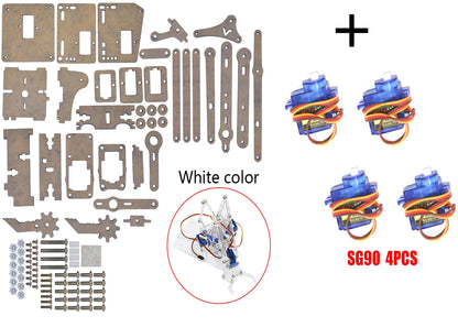 SG90 MG90S 4 Dof Unassembly Acrylic Mechanical Robot Manipulator Claw Kit For Arduino Robot Arm STEAM Kit Programming Robot Arm ALPENZO