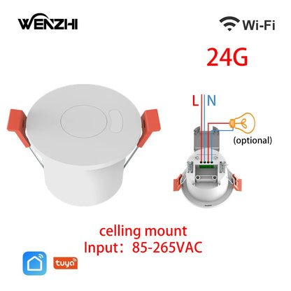 ZigBee 24G MmWave Radar Human Body Presence Motion Sensor For Light Switch Luminosity Detection 110/220V Tuya Smart Life Home - ALPENZO