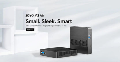 SOYO M2 Air  Mini PC: Powerful 6GB RAM, 128GB EMMC, Intel N4000, Windows 11 Pro - Compact & Ideal for Home, Business & Gaming - ALPENZO