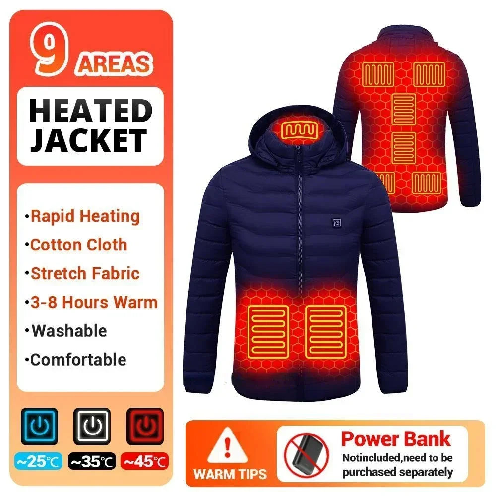 21 Areas Heating Jacket Men's Winter Usb Electric Heating Coat Functional Self-Heating Clothes Outdoor Snow Thick Padded Jacket ALPENZO