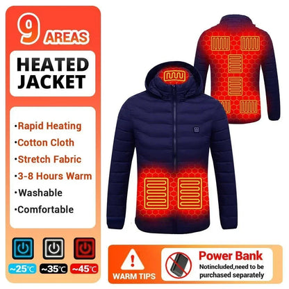 21 Areas Heating Jacket Men's Winter Usb Electric Heating Coat Functional Self-Heating Clothes Outdoor Snow Thick Padded Jacket ALPENZO
