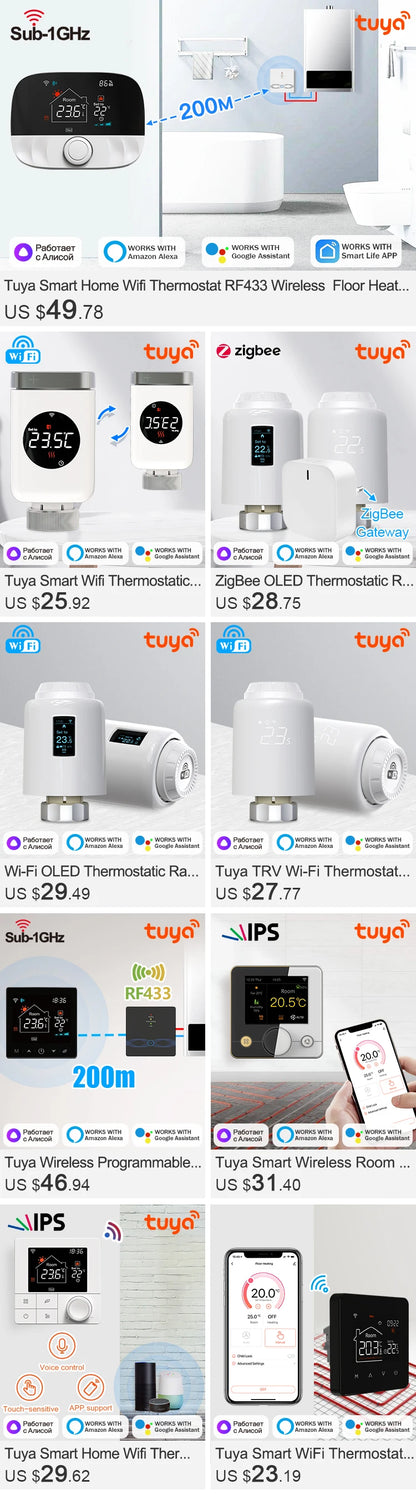 Tuya Smart Home Wifi Room Thermostat For Underfloor Heating Smart Thermostat for Gas Boiler 220V Temperature Controller Alexa - ALPENZO