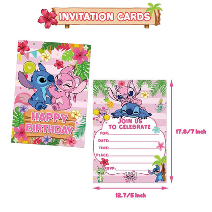 Disney Pink Lilo&Stitch Birthday Party Decorations Disposable Plate Angel Balloon Baby Shower Girls Birthday Party Supplies ALPENZO