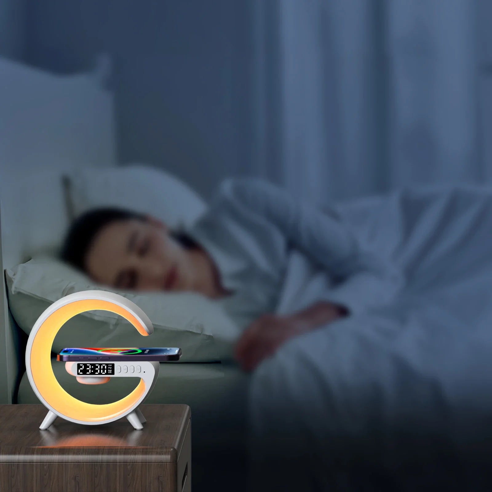 Opansten Multifunction Wireless Charger Pad Stand Speaker TF RGB Night Light Fast Charging Station for iPhone 15 14 13 Samsung ALPENZO