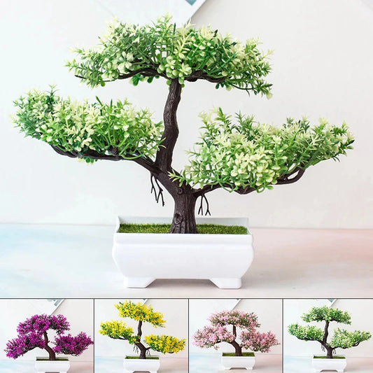 1PC Artificial Plants Bonsai Small Tree Pot Fake Plant Flowers Potted Ornaments For Home Table Decoration Hotel Garden Decor - ALPENZO