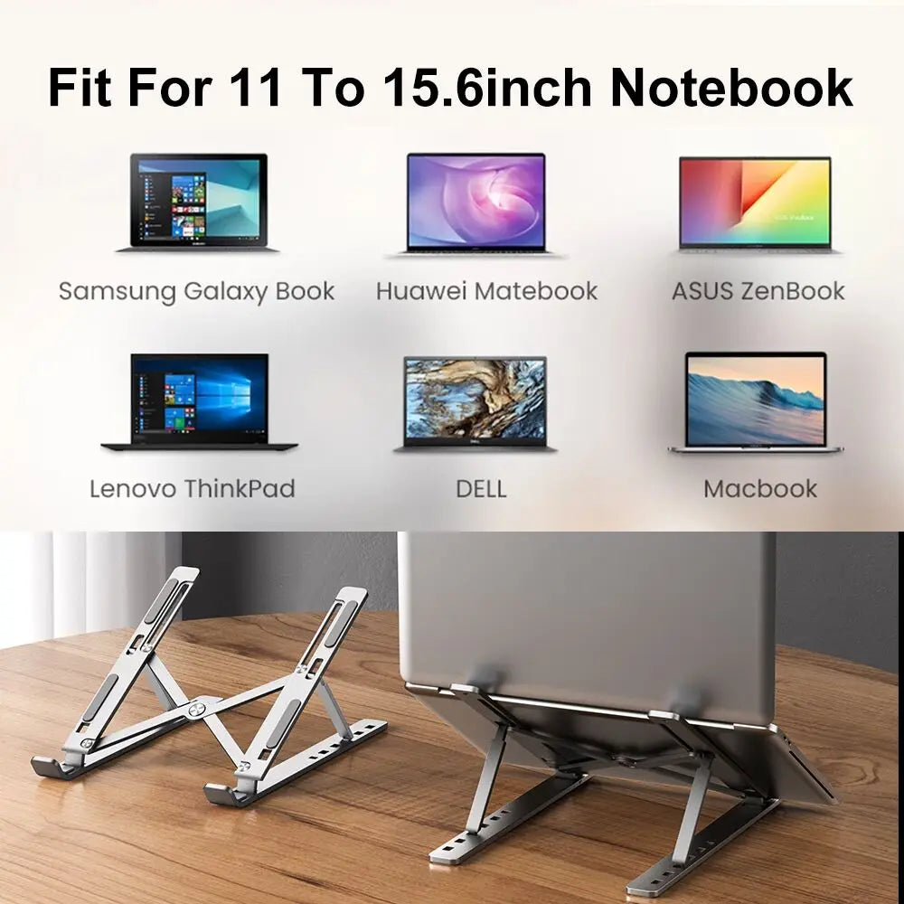 Portable Laptop Stand Aluminum Notebook Support Computer Bracket Macbook Air Pro Holder Accessories Foldable Lap Top Base For Pc - ALPENZO