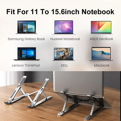 Portable Laptop Stand Aluminum Notebook Support Computer Bracket Macbook Air Pro Holder Accessories Foldable Lap Top Base For Pc - ALPENZO