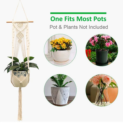 Hanging Plant Handmade Macrame Plant Hanger Flower Pot Planter Hanger Wall Decor Courtyard Garden Hanging Planter Hanging Basket - ALPENZO