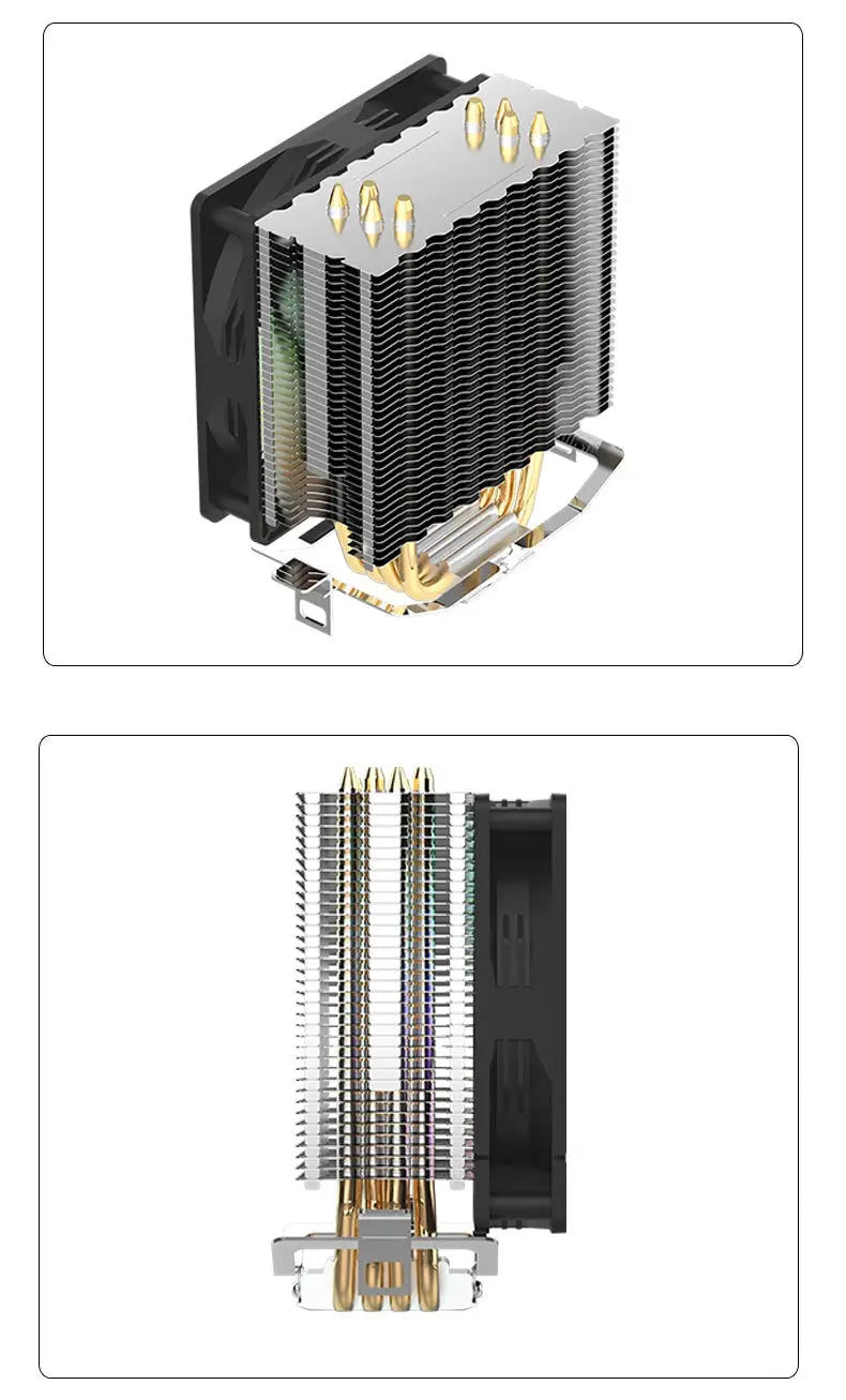 TEUCER CPU Cooler 4 Heat Pipes PC Radiator Cooling 3PIN PWM Silent Rgb Fan For Intel 1700 1150 1155 1156 1366 AM2/AM3/AM4 AMD - ALPENZO