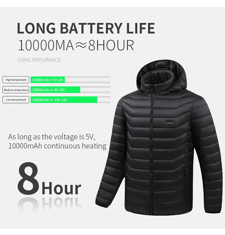 21 Areas Heating Jacket Men's Winter Usb Electric Heating Coat Functional Self-Heating Clothes Outdoor Snow Thick Padded Jacket ALPENZO