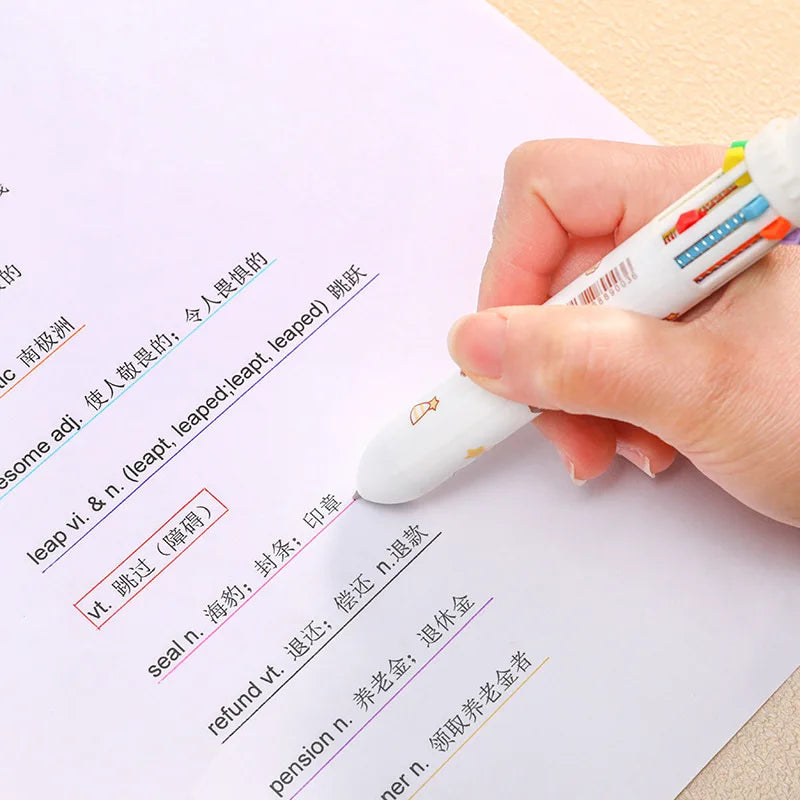 10 Colors Ballpoint Pen Cartoon Bear 0.5mm Colorful Ink Gel Pens Silicone Kawaii Pens School Office Supplies Korean Stationery ALPENZO