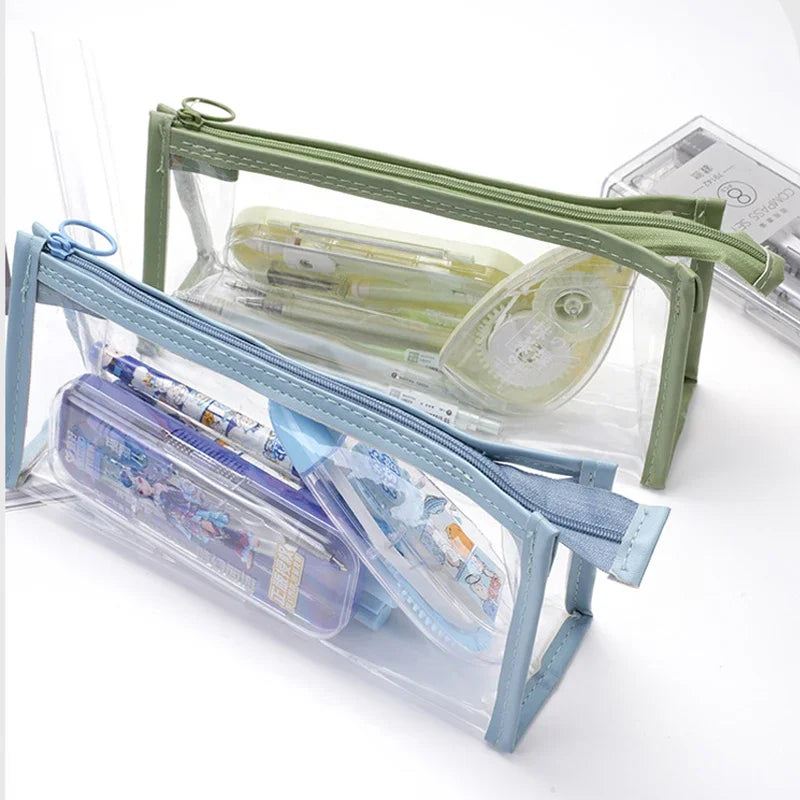 Transparent Pencil Case Kawaii Pen Large Capacity Bag Cosmetic Bag Back to School Supplies for Girls Kids Stationery Items Gifts ALPENZO