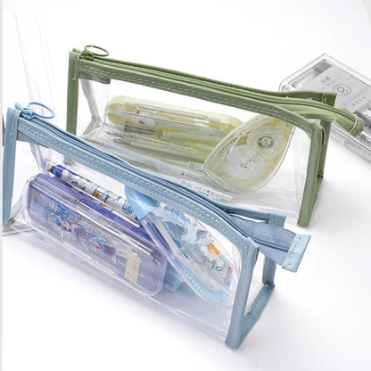 Transparent Pencil Case Kawaii Pen Large Capacity Bag Cosmetic Bag Back to School Supplies for Girls Kids Stationery Items Gifts ALPENZO