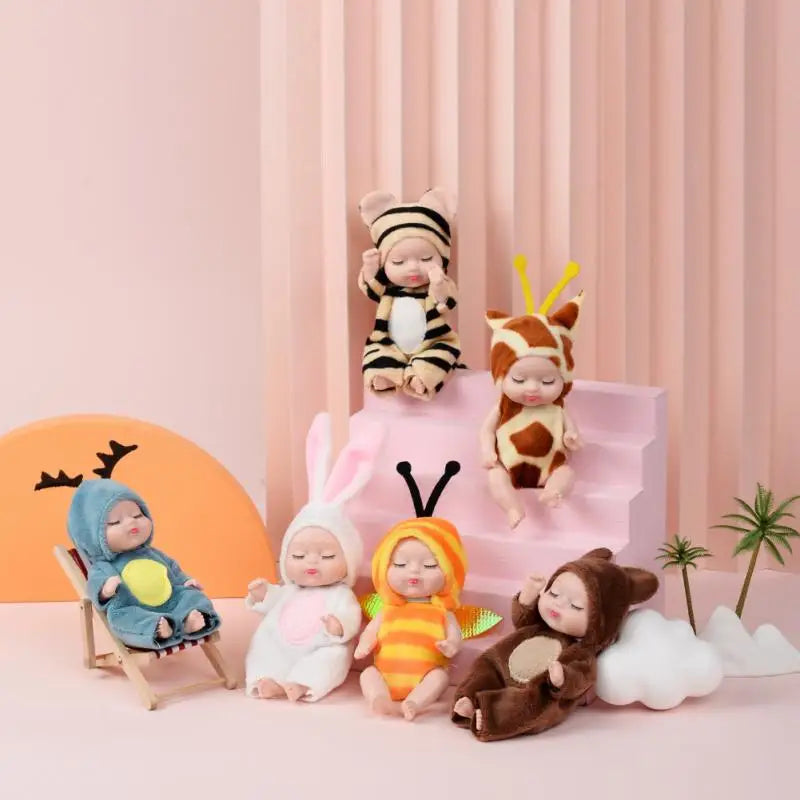 2Pcs Simulation Princess Dolls Toy Mini Cute Sleeping Baby Series Doll Cartoon Animal Toy For Kids Kawaii Dolls Girl's Gift ALPENZO