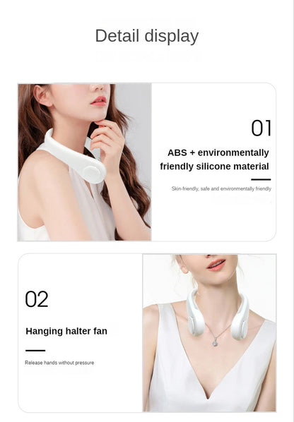 New Mini Neck Fan Portable Bladeless Hanging Neck 1200mAh Rechargeable Air Cooler 3 Speed Mini Summer Sports Fans ALPENZO