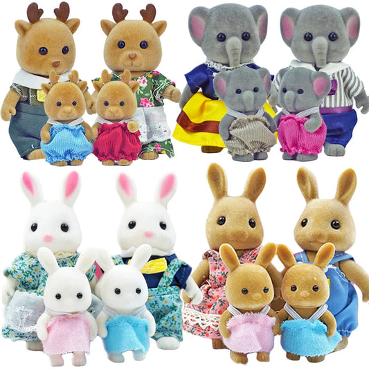 Easter Bunny Familyes Forest Animal 1:12 Scale Dollhouse Miniatures Accessorie Rabbit Bear Reindeer Pretend Play For Girl Gift ALPENZO