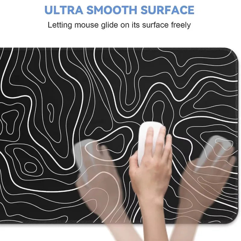Large Extended Gaming Mouse Pad with Non-Slip Rubber Base,Topographic Design,for Full Desk Keyboard and Mouse Support ALPENZO