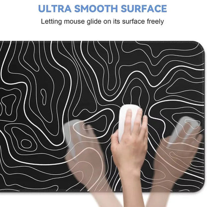 Large Extended Gaming Mouse Pad with Non-Slip Rubber Base,Topographic Design,for Full Desk Keyboard and Mouse Support ALPENZO