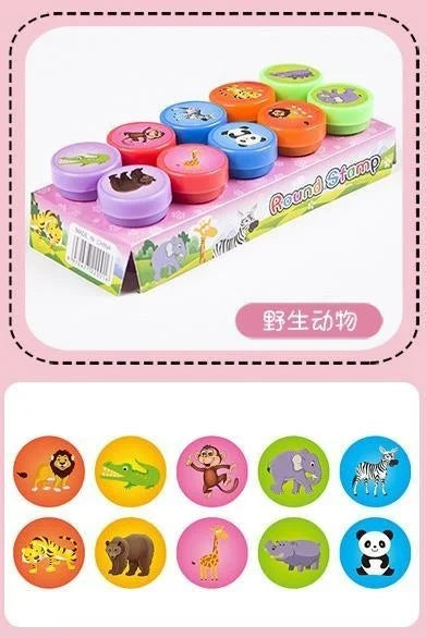 10pcs Assorted Stamps for Kids Self-ink Stamps Children Toy Stamps Smiley Face Seal Scrapbooking DIY Painting Photo Album Decor ALPENZO