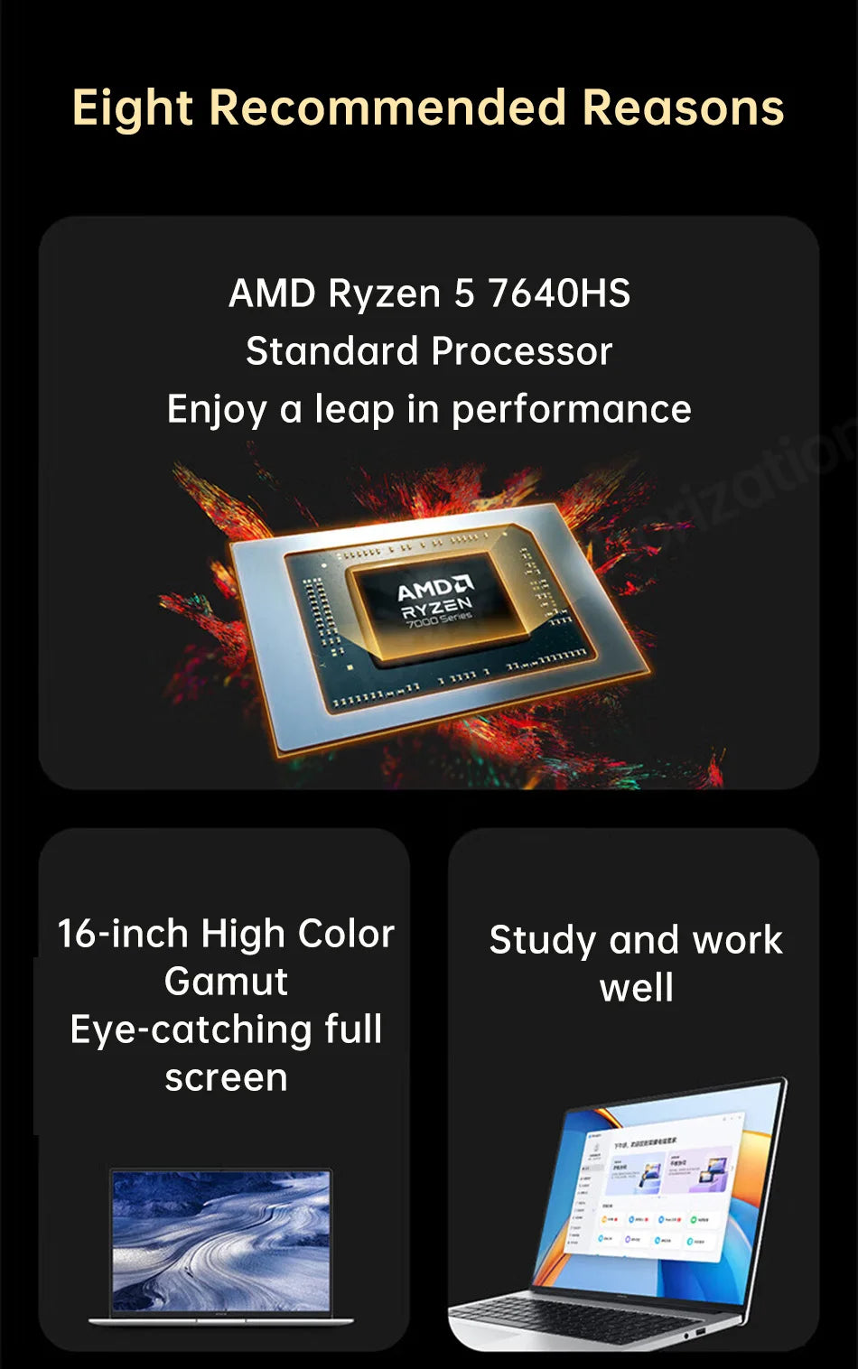 Honor Laptop X16 2024, Ryzen 5 7640HS,16GB 512GB,AMD Radeon 760M, 16 Inch, IPS 45%NTSC 60Hz, Win11 - ALPENZO