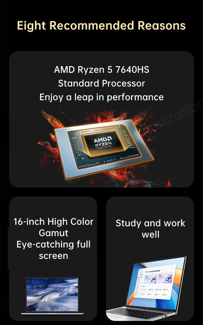 Honor Laptop X16 2024, Ryzen 5 7640HS,16GB 512GB,AMD Radeon 760M, 16 Inch, IPS 45%NTSC 60Hz, Win11 - ALPENZO