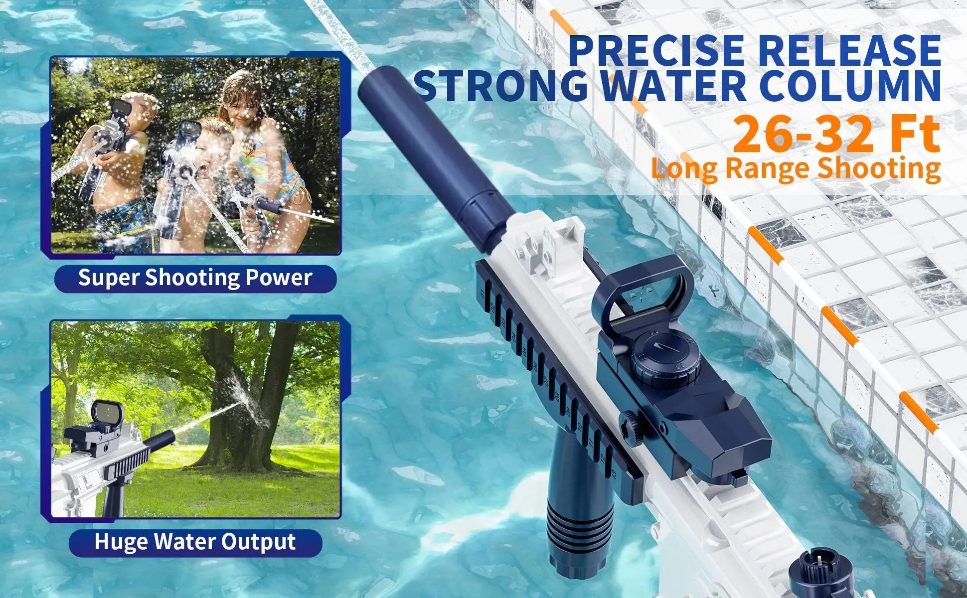 Unilabo M416 Electric Water Gun - Battery Powered With External Water Bottle Attachment - Perfect For Kids & Adults Outdoor Fun ALPENZO
