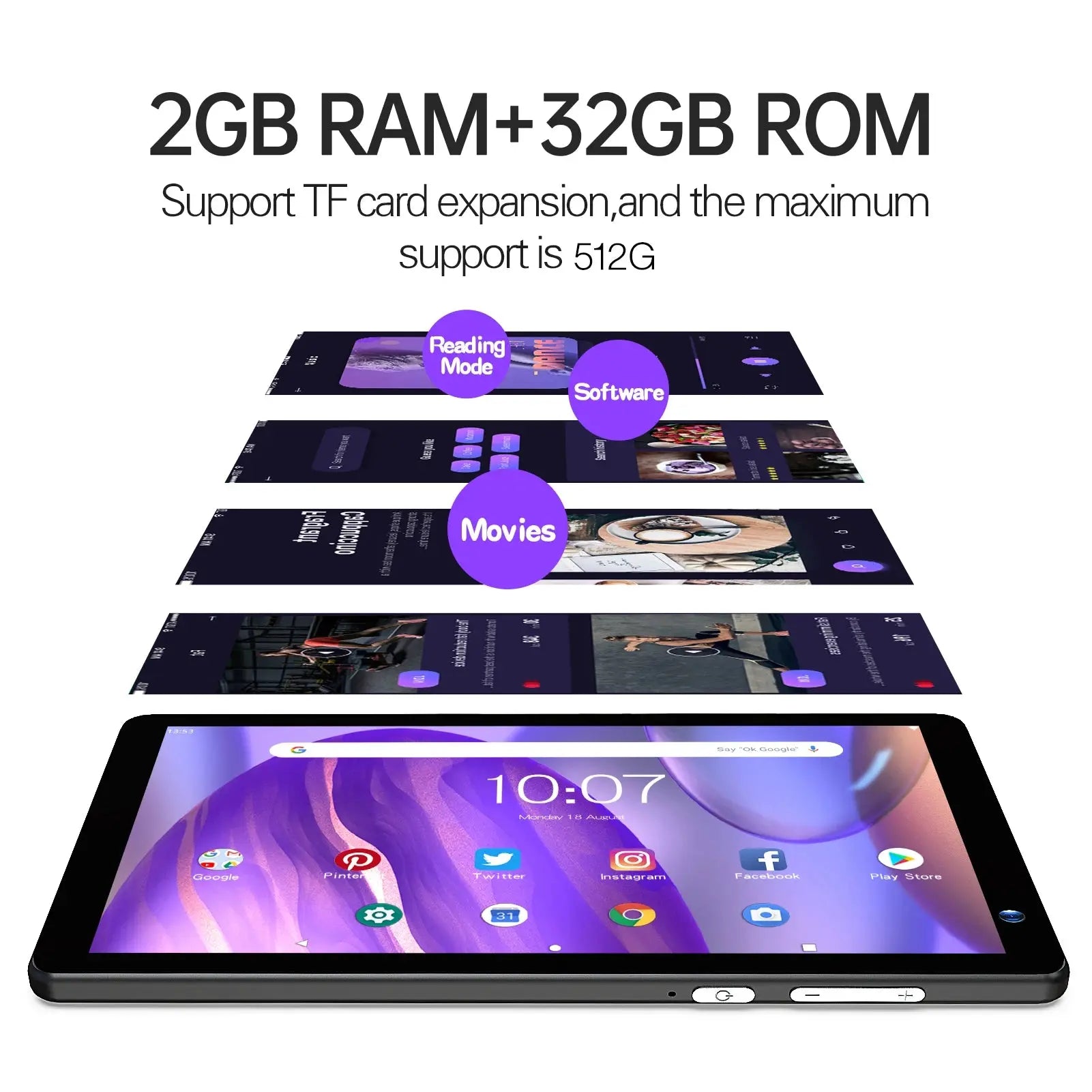 PRITOM 7 Inch Tablet PC 32 GB Android 11 with Quad Core Processor HD IPS Display Dual Camera WiFi with PU Protective Case - ALPENZO