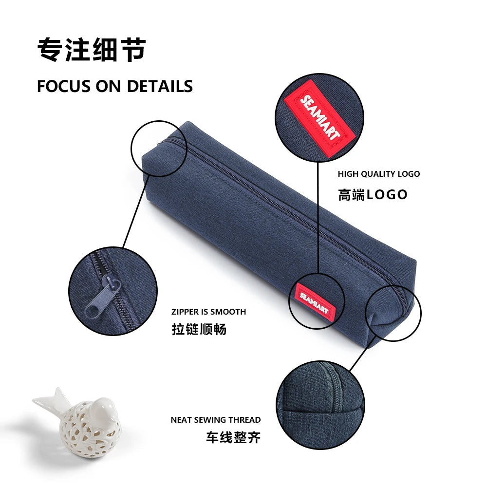 SeamiArt 1pc Small Solid Color Simple Zipper Kawai Pencil Case Mini Pen Bags Papeleria Stationery for School Office Suppliers ALPENZO