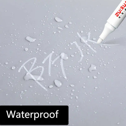 White Marker Pens set 2.0mm Oily Waterproof White Gel Pen DIY Graffiti Sketching Marker Stationery Writing School Supplies brush ALPENZO