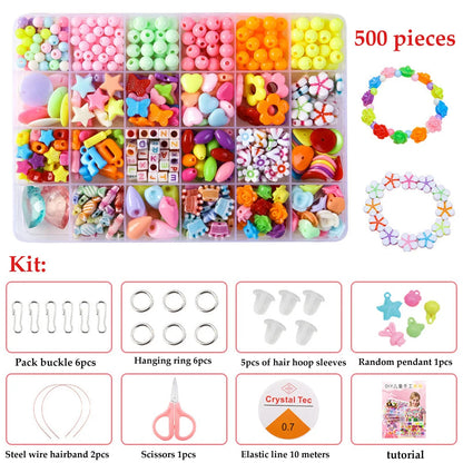 500pcs DIY Handmade Beaded Children's Toy Creative Loose Spacer Beads Crafts Making Bracelet Necklace Jewelry Kit Girl Toy Gift ALPENZO
