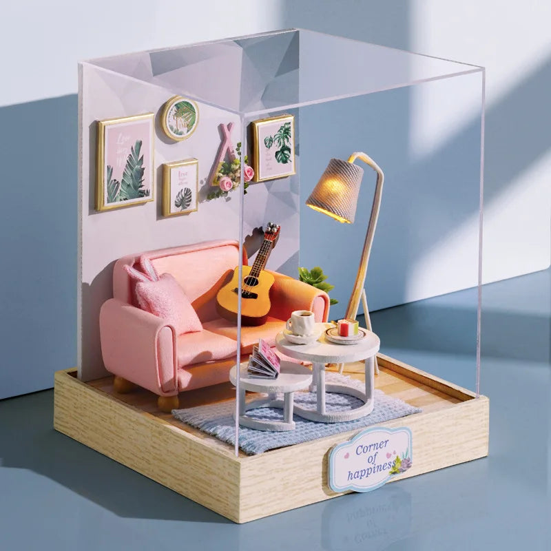 Magic Wooden Doll House Mini Kit DIY Handmade Assembly Model Building Room Bedroom Decoration 3D Puzzle Girl Toy Birthday Gifts ALPENZO