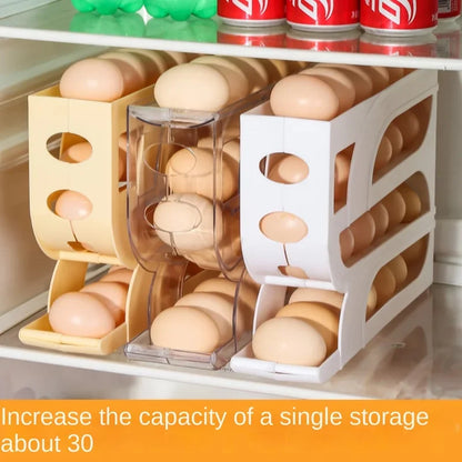 Large Capacity Automatic Egg Roller Household Four Tier Refrigerator Egg Storage Box Space Saving Kitchen Dedicated - ALPENZO