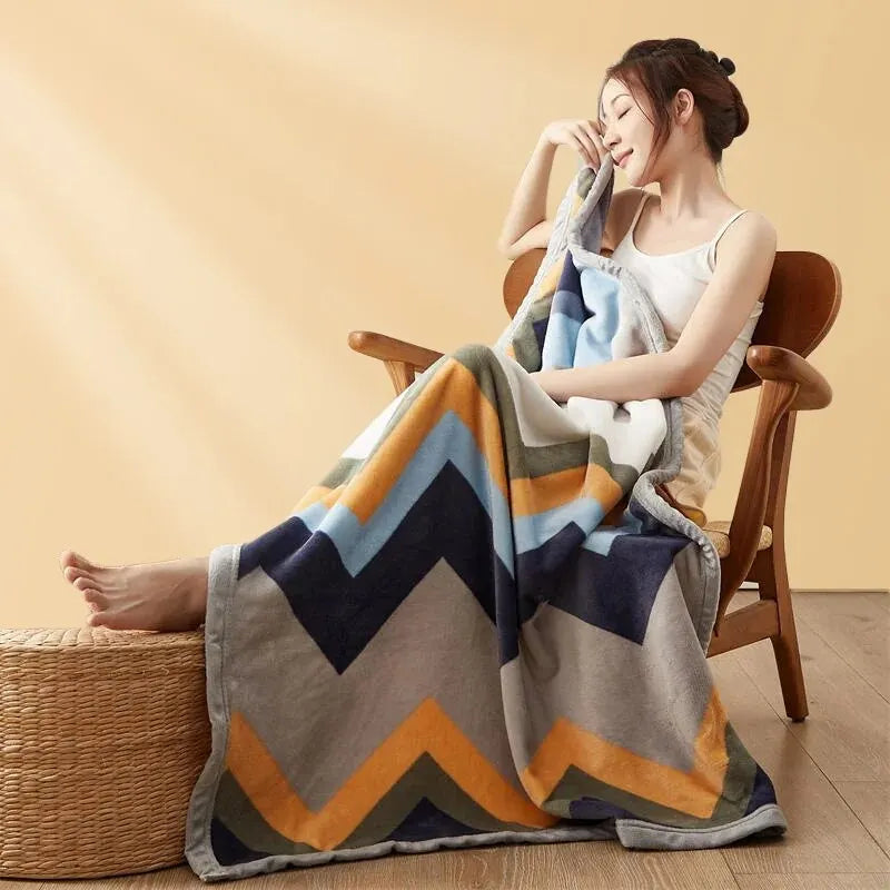 Extra Soft Flannel Blanket Thickened Nap Air Conditioning Blanket - ALPENZO