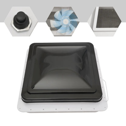 Roof Vent Fan Camper Van Motorhome RV Caravan Skylight Vent 42cmx42cm Dustproof - ALPENZO