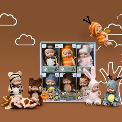 2Pcs Simulation Princess Dolls Toy Mini Cute Sleeping Baby Series Doll Cartoon Animal Toy For Kids Kawaii Dolls Girl's Gift ALPENZO