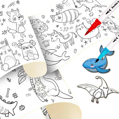 0.9/3M Space Food Animal Canvas Children's Drawing Roll DIY Coloring Paper Roll Color Filling Graffiti Paper-cut Painting School ALPENZO