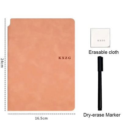 1 Pcs Reusable Whiteboard Notebook Set With Whiteboard Pen Erasing Cloth Leather Memo Pad Weekly Planner Portable Stylish Office ALPENZO