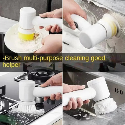 Electric Spin Scrubber,Bathroom Cleaning Brush Power Scrubber with 5 Replaceable Brush Heads, Electric Cleaning Brush ALPENZO