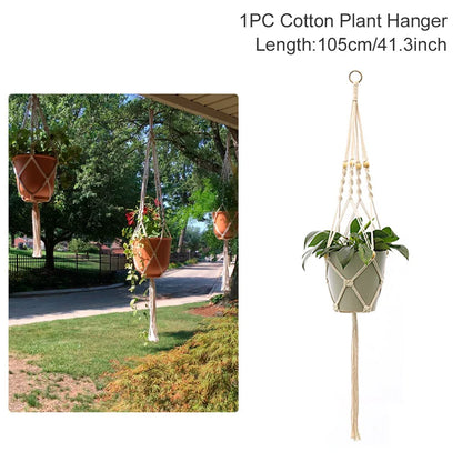 Hanging Plant Handmade Macrame Plant Hanger Flower Pot Planter Hanger Wall Decor Courtyard Garden Hanging Planter Hanging Basket - ALPENZO
