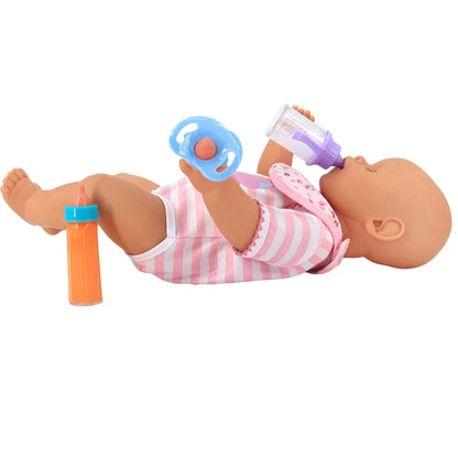 Large size Baby Doll Feeding Bottle Set Baby Care Toy Stroller 2pcs Milk And Juice Bottles With Toy Pacifier For Baby Dolls ALPENZO