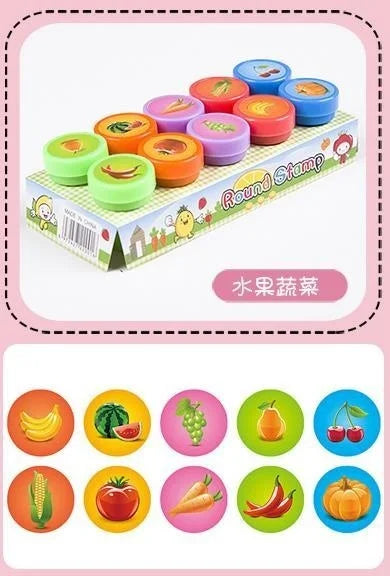 10pcs Assorted Stamps for Kids Self-ink Stamps Children Toy Stamps Smiley Face Seal Scrapbooking DIY Painting Photo Album Decor ALPENZO