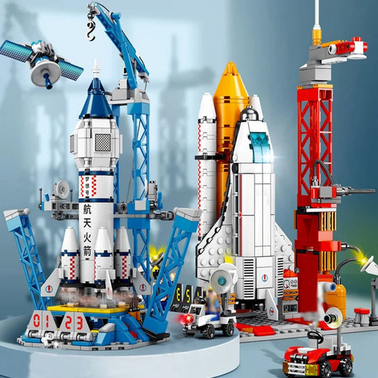 Aviation Spaceport Model Space Shuttle Rocket Launch Center Construction Building Blocks Spaceship Kids Bricks Creative Toys ALPENZO