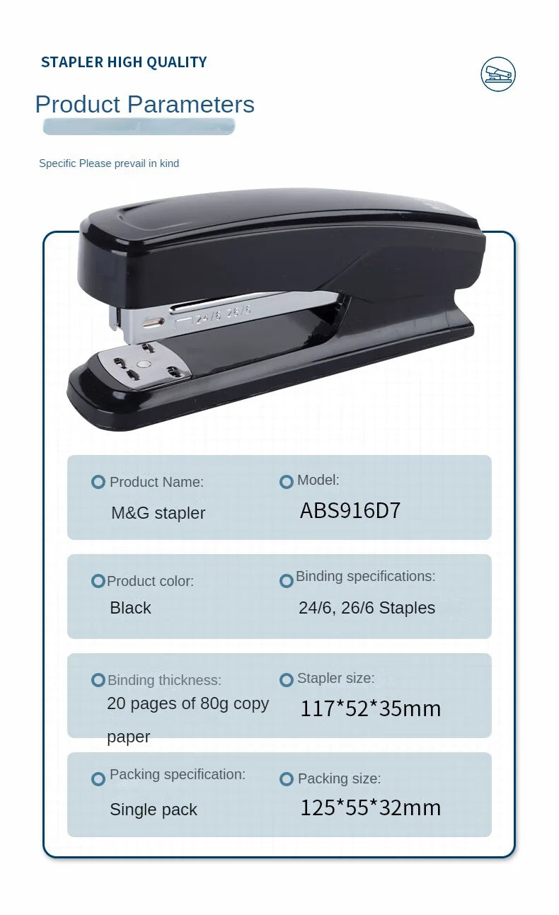 M&G Dual Mode Stapler Business Metal Durable Stapler #12 Office Supplies Single Pack Black/Gray Fits 24/6 & 26/6 Nail Patterns ALPENZO