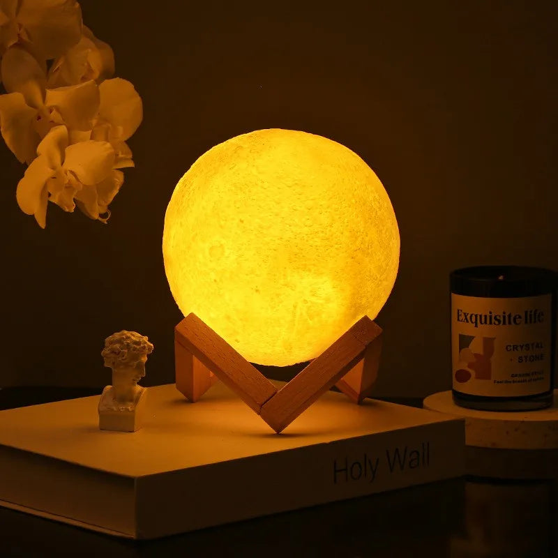 8 cm DIY Planet Lamp Moon Galaxy Night Light Art Painting Graffiti Birthday Gift Bedroom Living Room Decoration (With Stand) - ALPENZO