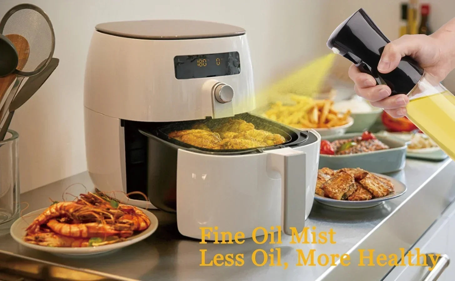 Kitchen Oil Spray Bottle Cooking Olive Oil Sprayer 200/300/500ML Pneumatic Spray Bottle Fitness Barbecue Spray Oil Dispenser - ALPENZO