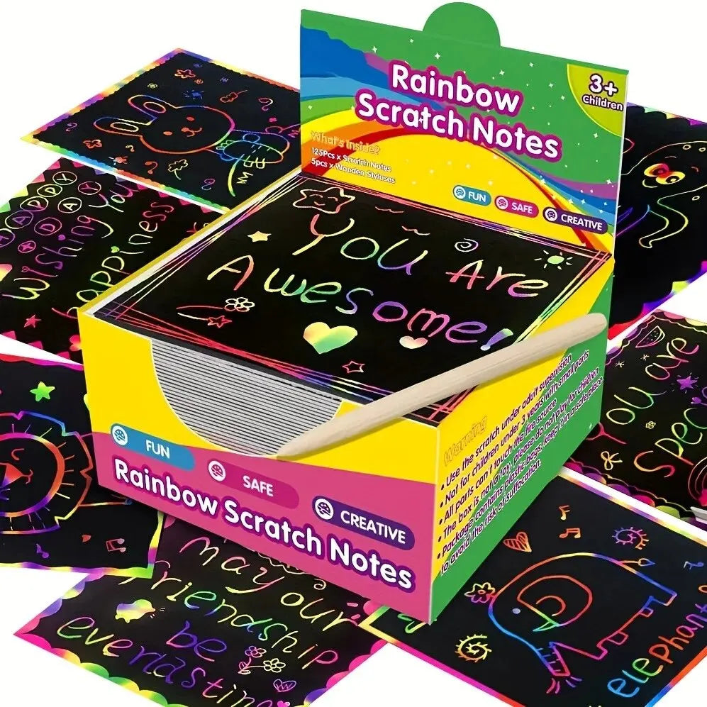 100Pcs Dazzling Scratch Painting Parent Child Interactive Toys Note Cards Handmade Painting ALPENZO