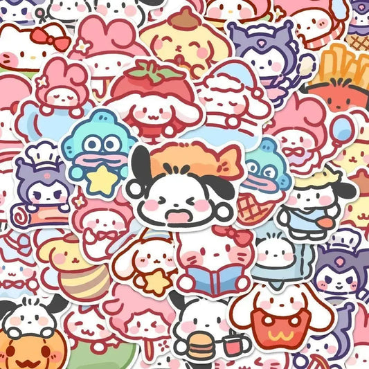 100PCS Cute Cartoon Sanrio Stickers My Melody Kuromi Handbag Decoration Stickers Cinnamoroll Children's Gift Sticker Toy Decals ALPENZO