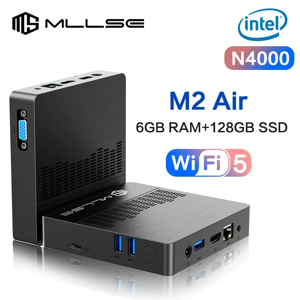 MLLSE Mini PC M2 Air Intel Gemini Lake N4000 Windows 11 6GB RAM 128GB ROM Dual-Band WiFi Bluetooth USB Mini Computer - ALPENZO
